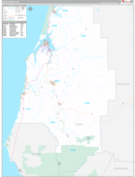 Coos County, OR Wall Map Premium Style 2024