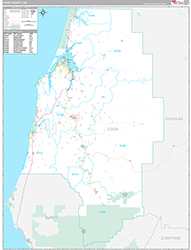 Coos County, OR Wall Map Premium Style 2026