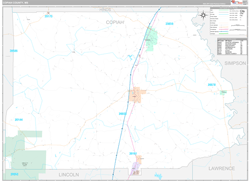 Copiah County, MS Wall Map Premium Style 2024