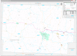 Coshocton County, OH Wall Map Premium Style 2024