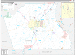 Coweta County, GA Wall Map Premium Style 2024