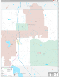 Crawford County, MI Wall Map Premium Style 2024