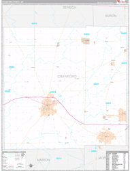 Crawford County, OH Wall Map Premium Style 2024