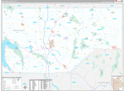 Crawford County, PA Wall Map Premium Style 2024