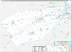 Cumberland County, PA Wall Map Premium Style 2024