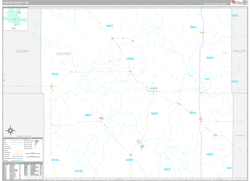 Custer County, NE Wall Map Premium Style 2023