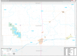 Custer County, OK Wall Map Premium Style 2024