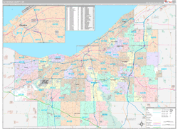 Cuyahoga County, OH Wall Map Premium Style 2024