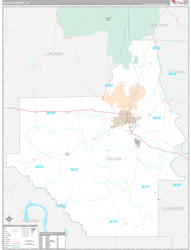 Dallas County, AL Wall Map Premium Style 2024