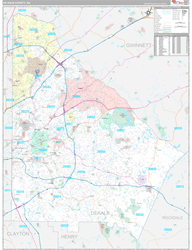 DeKalb County, GA Wall Map Premium Style 2024