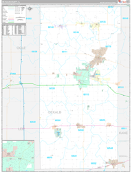 DeKalb County, IL Wall Map Premium Style 2024