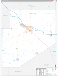 Decatur County, IN Wall Map Premium Style 2024