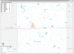 Delaware County, IA Wall Map Premium Style 2024