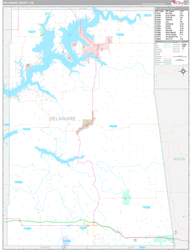 Delaware County, OK Wall Map Premium Style 2024