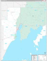 Delta County, MI Wall Map Premium Style 2024