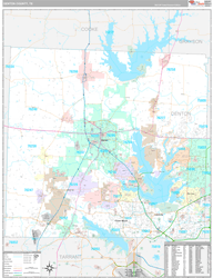 Denton County, TX Wall Map Premium Style 2024
