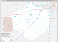 Dinwiddie County, VA Wall Map Premium Style 2024