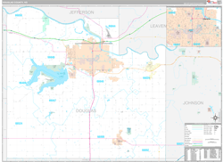 Douglas County, KS Wall Map Premium Style 2024