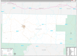 Douglas County, MO Wall Map Premium Style 2024