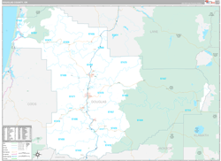 Douglas County, OR Wall Map Premium Style 2024