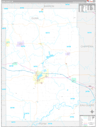 Dunn County, WI Wall Map Premium Style 2024