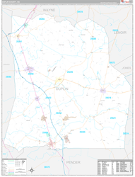 Duplin County, NC Wall Map Premium Style 2024