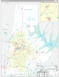 Durham County, NC Wall Map Premium Style 2024