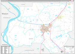 Dyer County Wall Map Premium Style 2026