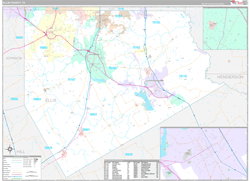 Ellis County, TX Wall Map Premium Style 2024
