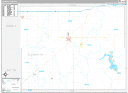 Ellsworth County, KS Wall Map Premium Style 2024