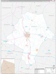 Emanuel County, GA Wall Map Premium Style 2024