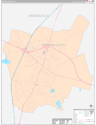 Emporia County, VA Wall Map Premium Style 2024
