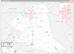 Florence County, SC Wall Map Premium Style 2024