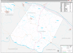 Fluvanna County, VA Wall Map Premium Style 2024