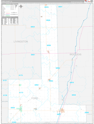 Ford County, IL Wall Map Premium Style 2024