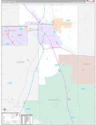 Forrest County, MS Wall Map Premium Style 2024