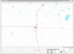 Gaines County, TX Wall Map Premium Style 2024