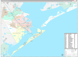 Galveston County, TX Wall Map Premium Style 2024