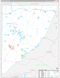 Garrett County, MD Wall Map Premium Style 2024