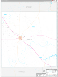 Garza County, TX Wall Map Premium Style 2024