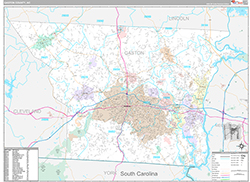 Gaston County Wall Map Premium Style 2026