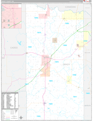 Grady County, OK Wall Map Premium Style 2024