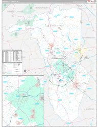 Greenville County, SC Wall Map Premium Style 2024