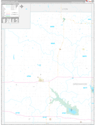 Greenwood County, KS Wall Map Premium Style 2024