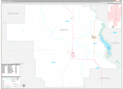 Greer County, OK Wall Map Premium Style 2024