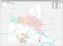 Gregg County, TX Wall Map Premium Style 2024