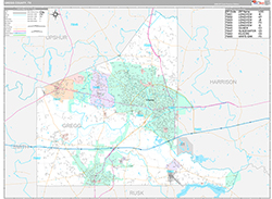 Gregg County, TX Wall Map Premium Style 2026