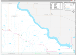 Gregory County, SD Wall Map Premium Style 2024
