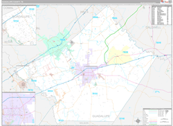 Guadalupe County, TX Wall Map Premium Style 2024