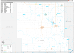 Guthrie County, IA Wall Map Premium Style 2024